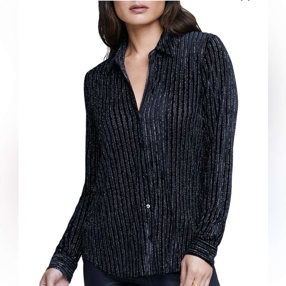 L'AGENCE
Laurent Velvet Metallic Stripe Blouse size XS
